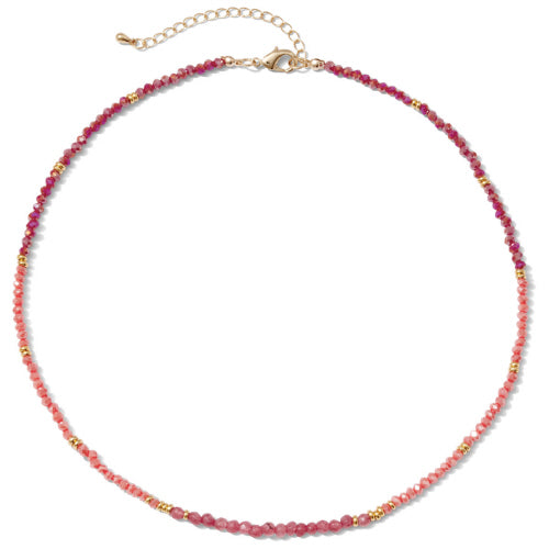 Necklace - Studio Collection - Stone, glass crystals and gold beads necklace, Pink, Gold