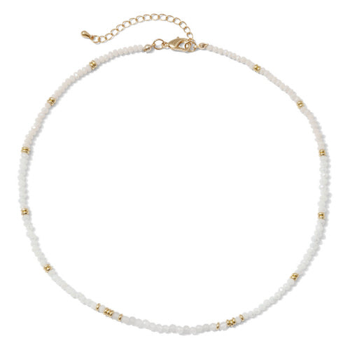 Necklace - Studio Collection - Stone, glass crystals and gold beads necklace, White, Gold