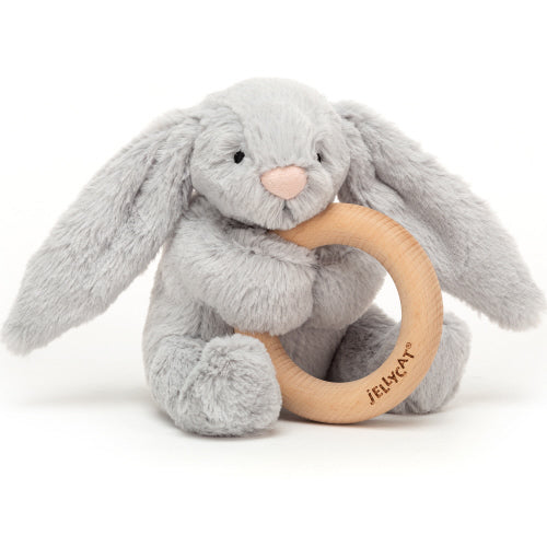 Bashful Gray Bunny Ring Toy