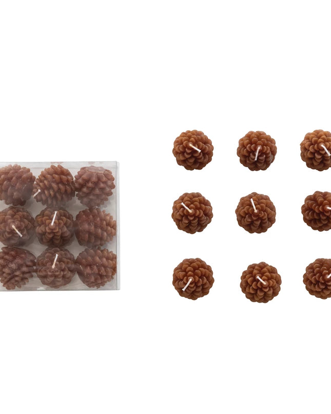 Unscented Pinecone Shaped Tealights, set of 9 large